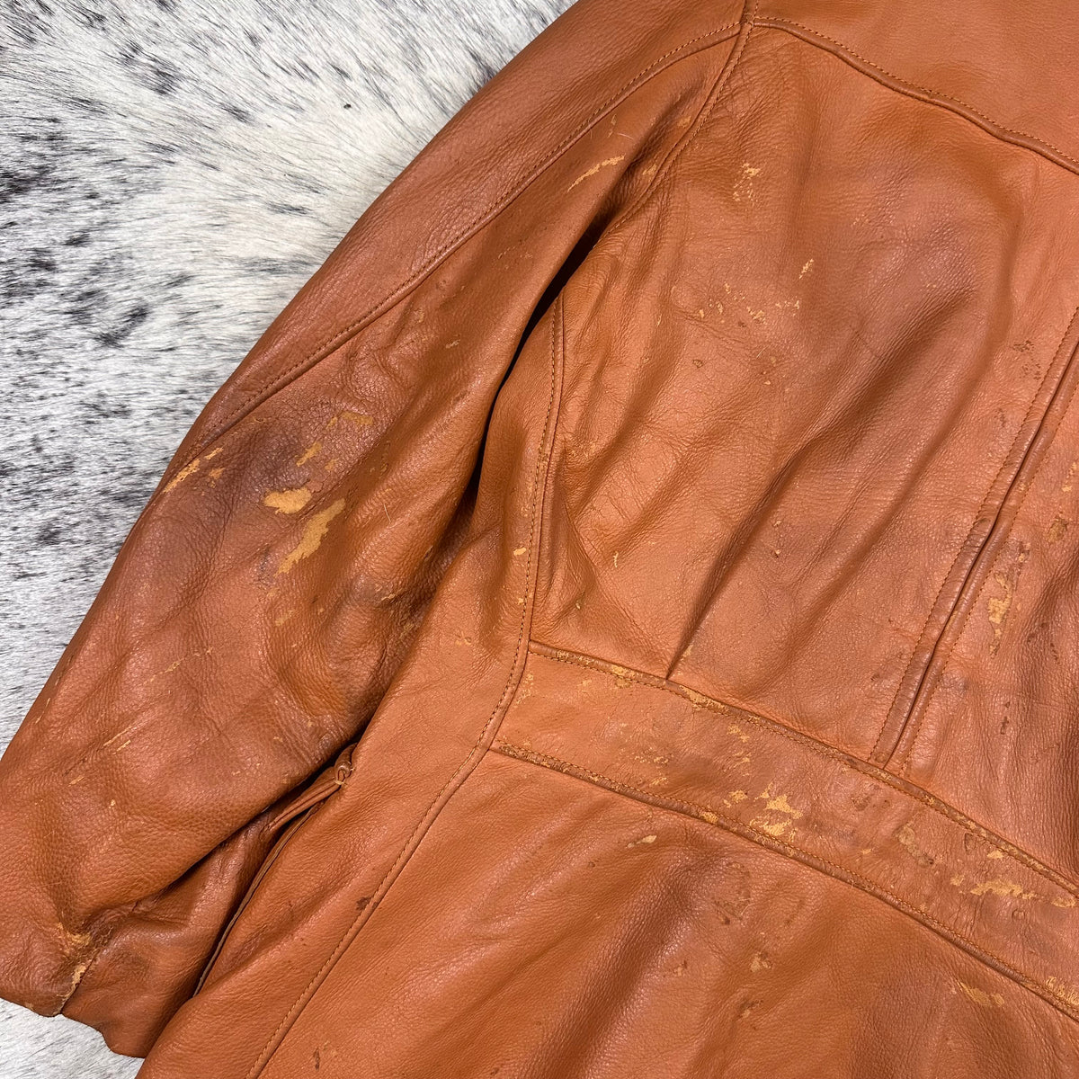 60/70s brown deerskin martingale back buckle short coat jacket medium