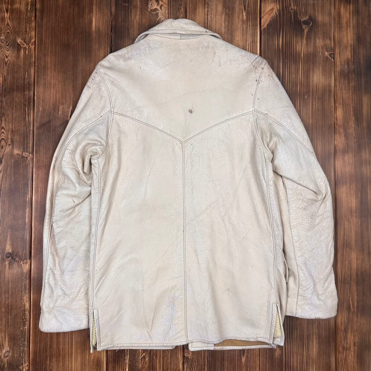 60s white deerskin leather western short coat jacket by Mid Western Sport Togs size 40 fits Medium Long