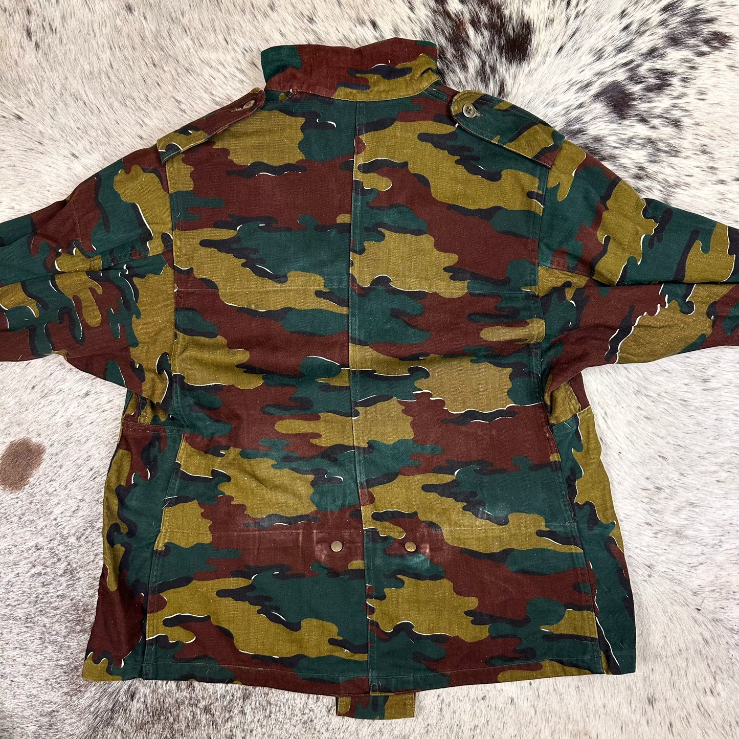 70s Belgian jigsaw camo paratrooper smock jacket cotton twill approx large