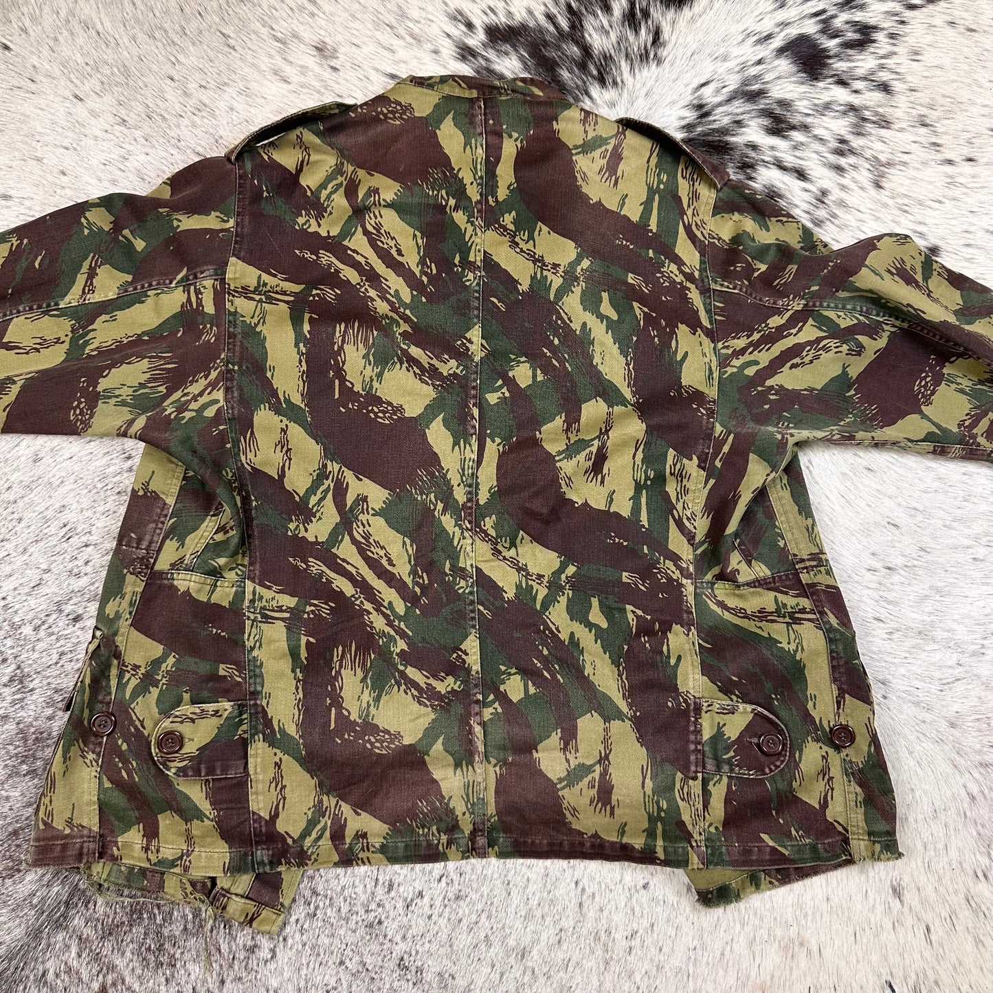 70s Portuguese HBT M64 lizard camo jacket smock approx medium / large