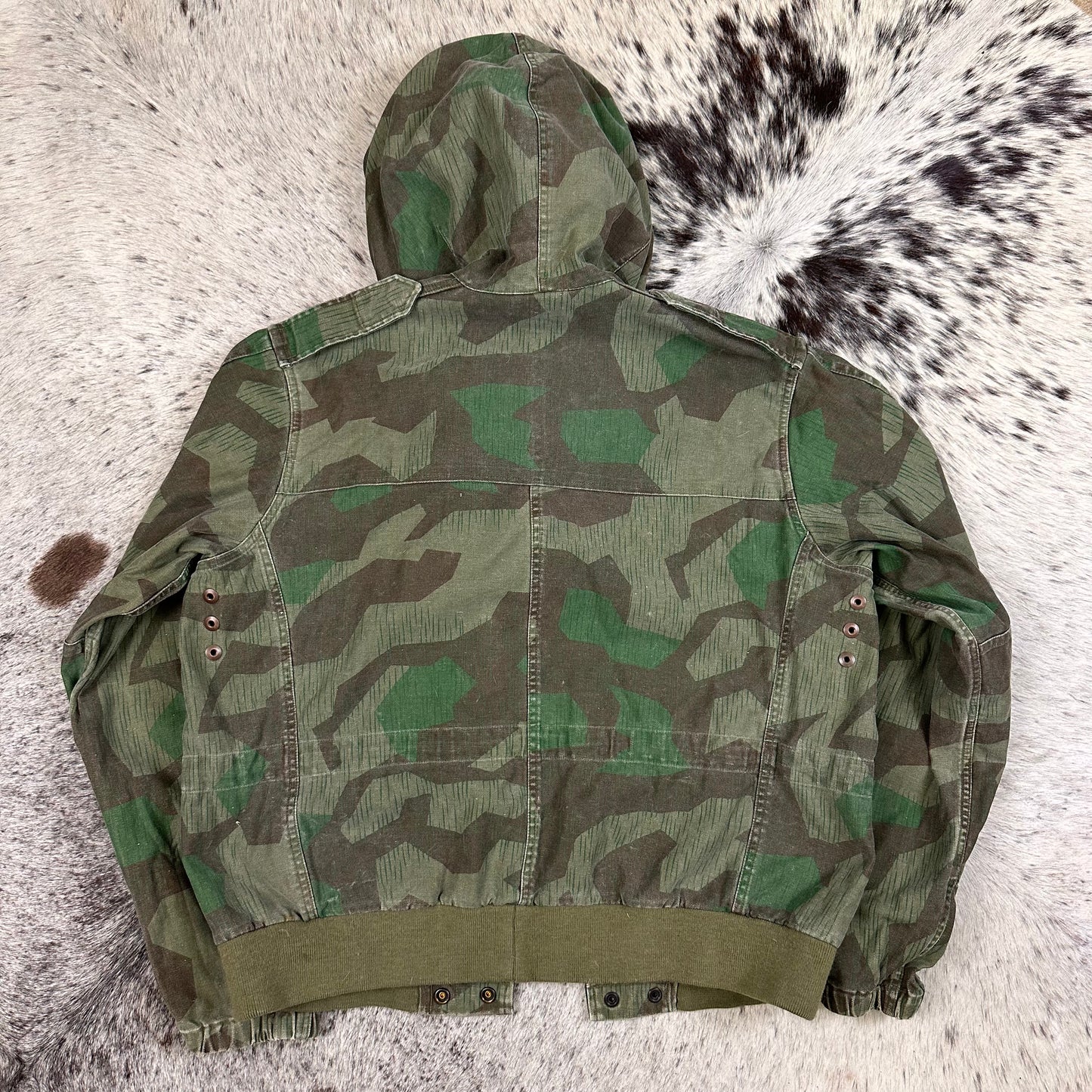 Vintage Miltec splinter camo hooded bomber style jacket medium