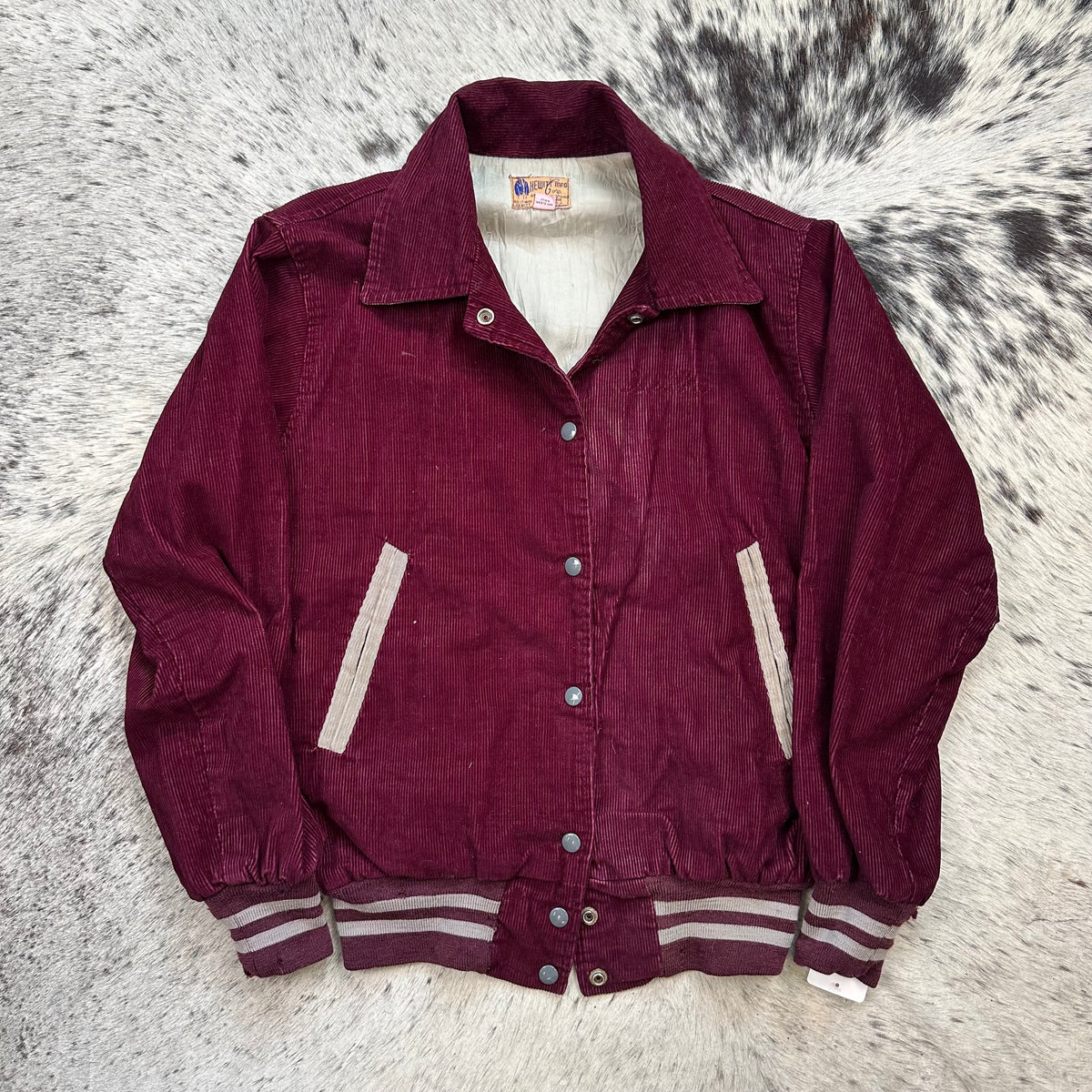 60s burgundy corduroy letterman varsity jacket women’s medium men’s small