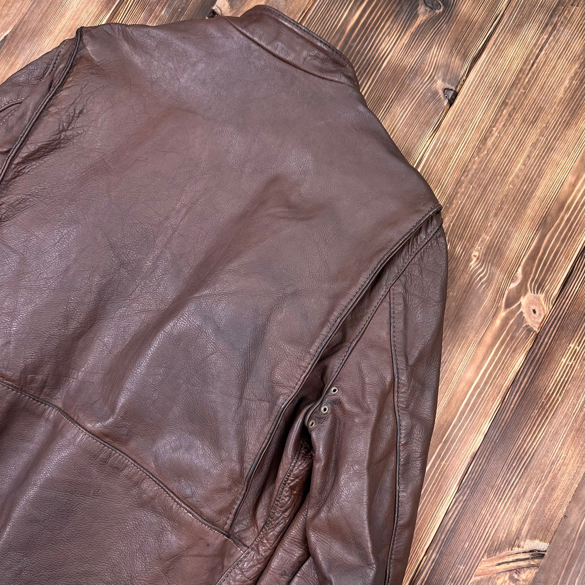 70s Cafe Racer brown leather jacket 40/42 long / large
