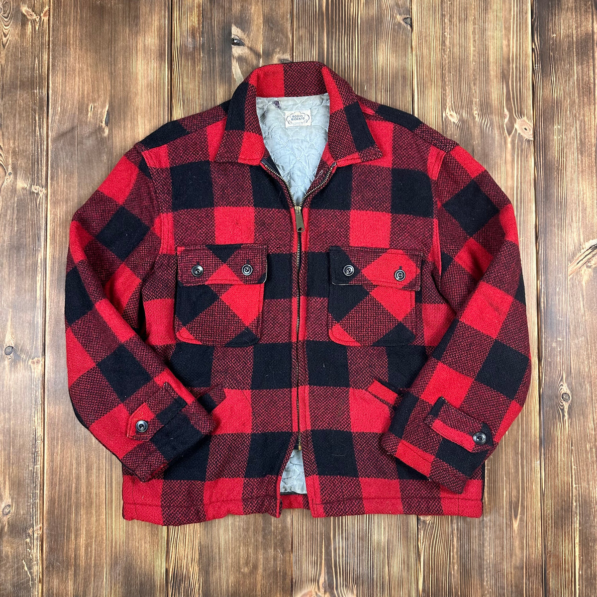Buffalo Plaid red black wool jacket size medium
