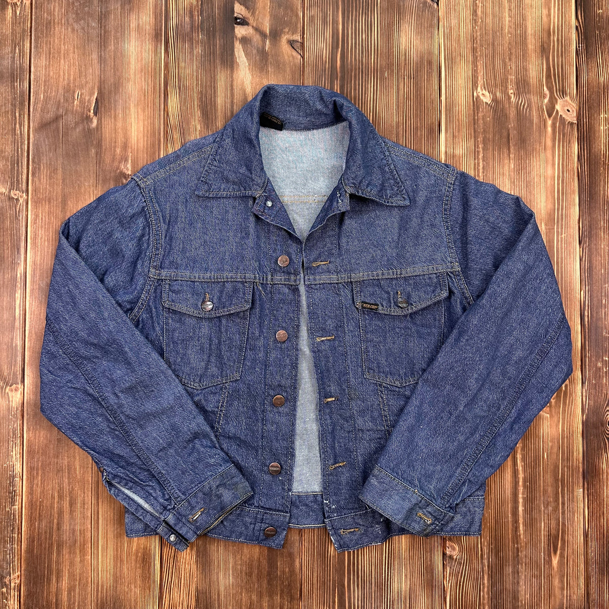 Early 70s Sears Roebucks selvedge dark denim trucker style denim jacket medium approx (40/42)