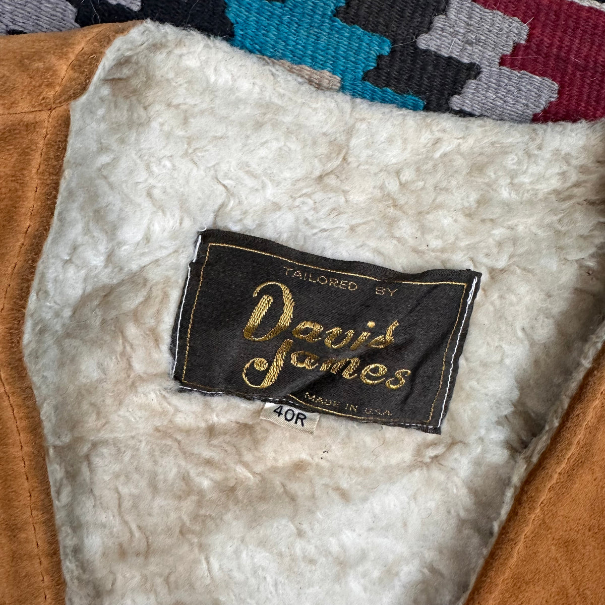 70s brown suede pile lined Sherpa vest 40R medium by David James