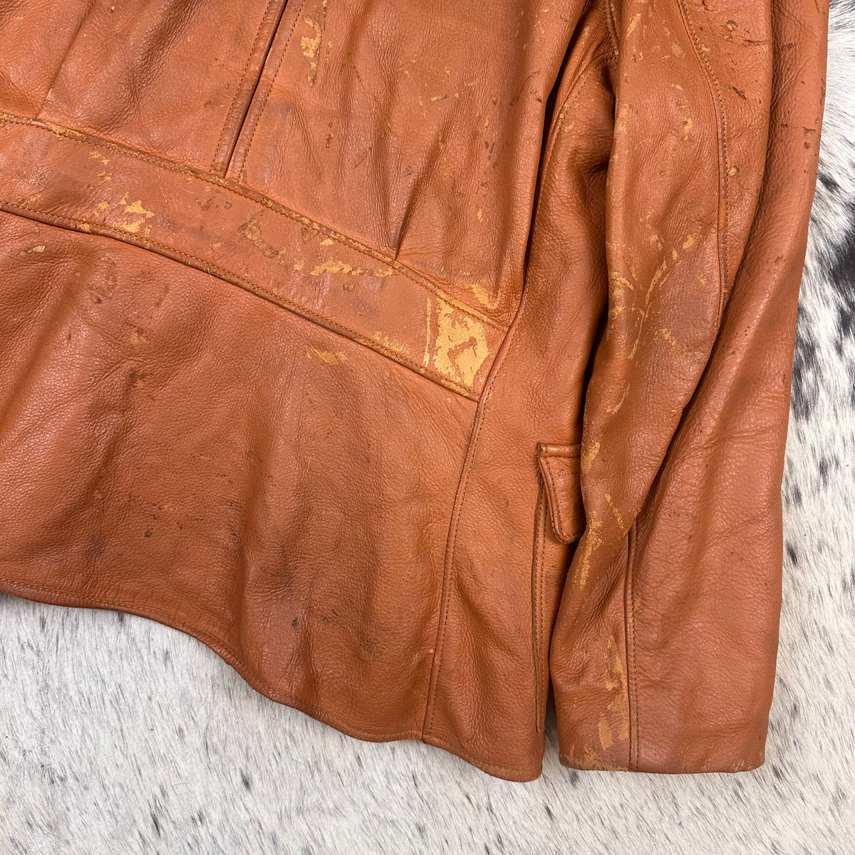 60/70s brown deerskin martingale back buckle short coat jacket medium
