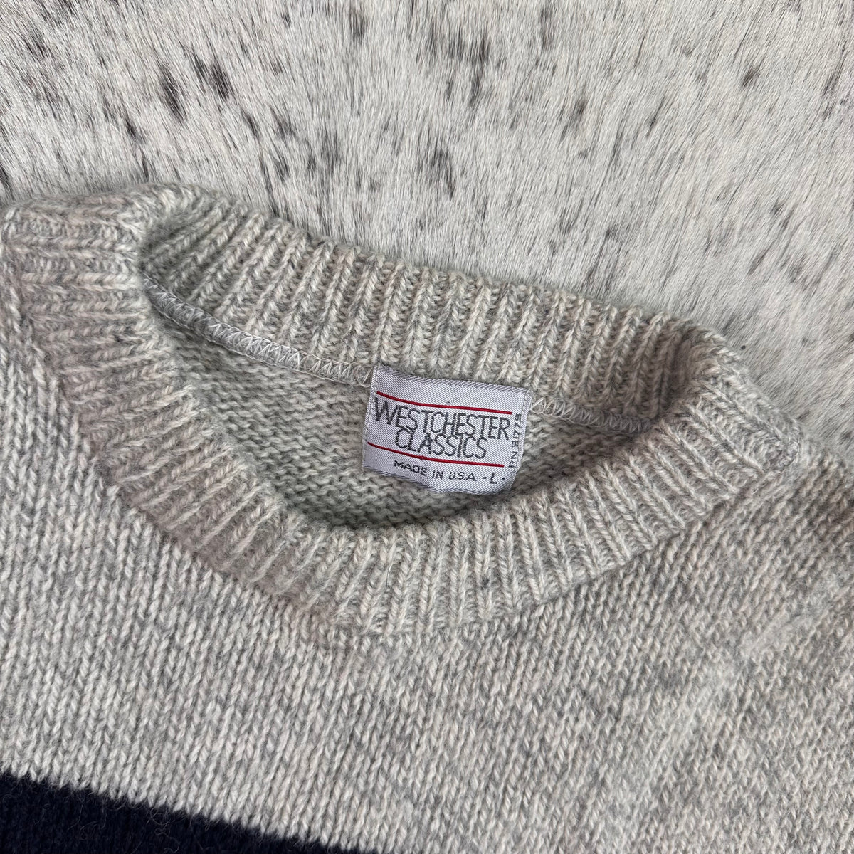 Westchester classics wool striped grey blue sweater L
