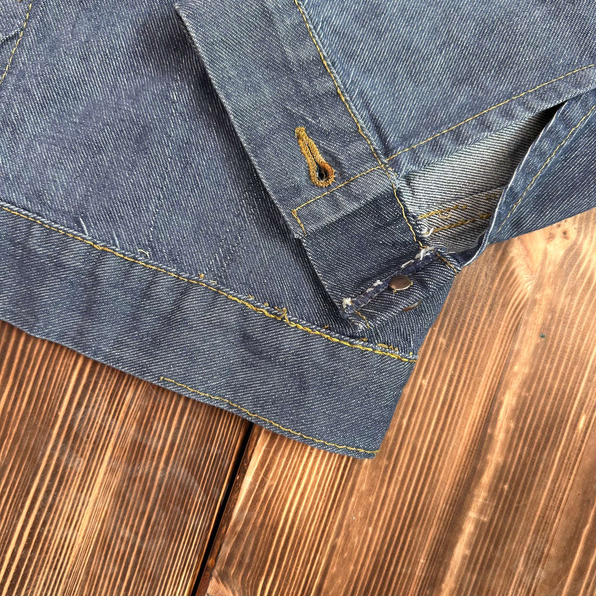 60s Roebucks white tag selvedge denim jean trucker jacket faded medium probably 42