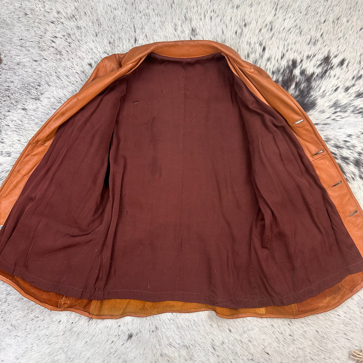 60/70s brown deerskin martingale back buckle short coat jacket medium
