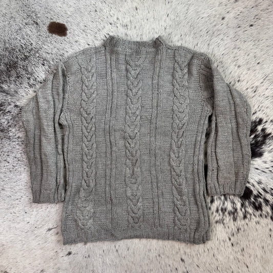 60s Neiman Marcus gray cable knit all wool sweater Large