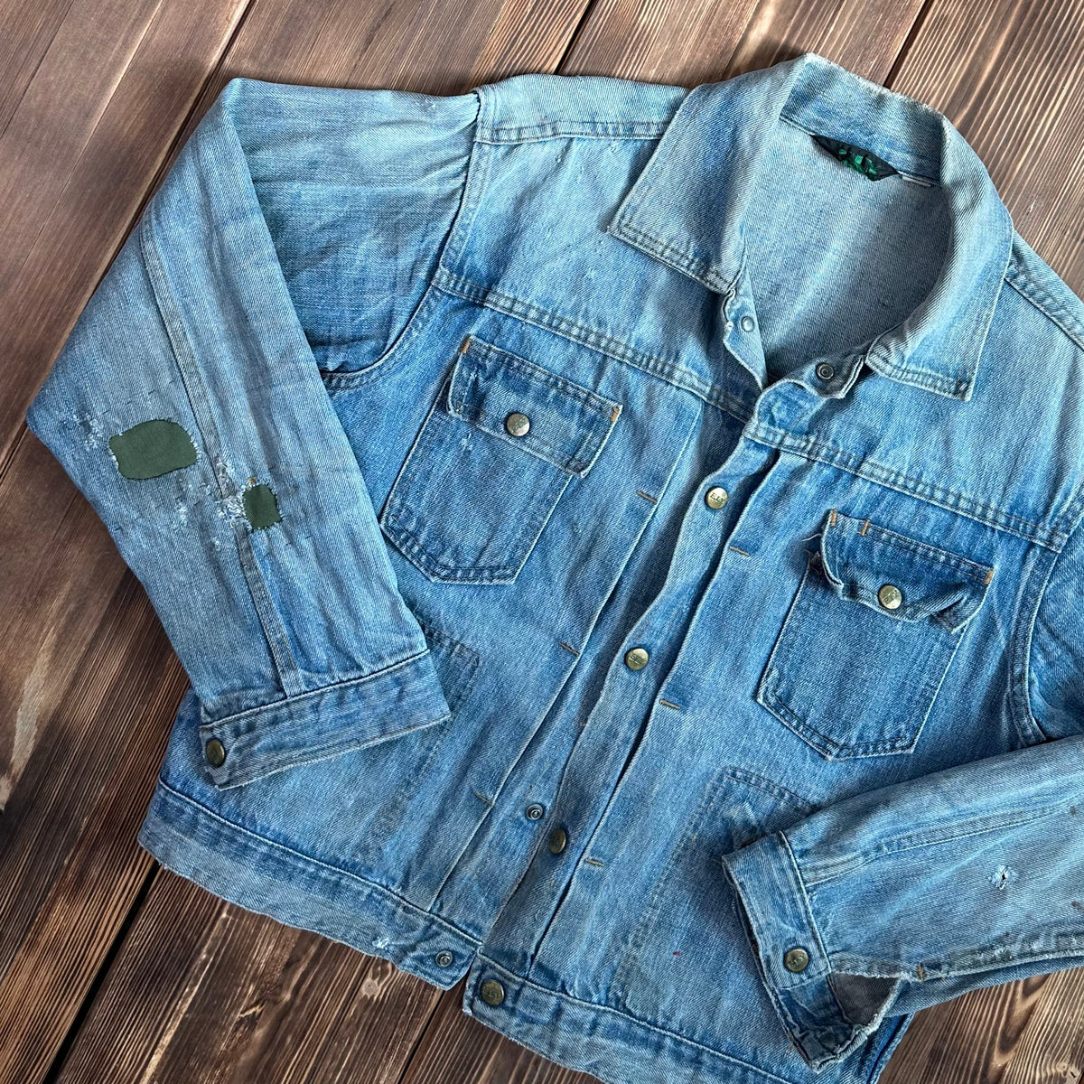 ELY type 2 style pleated front selvedge denim jacket medium approx 40/42