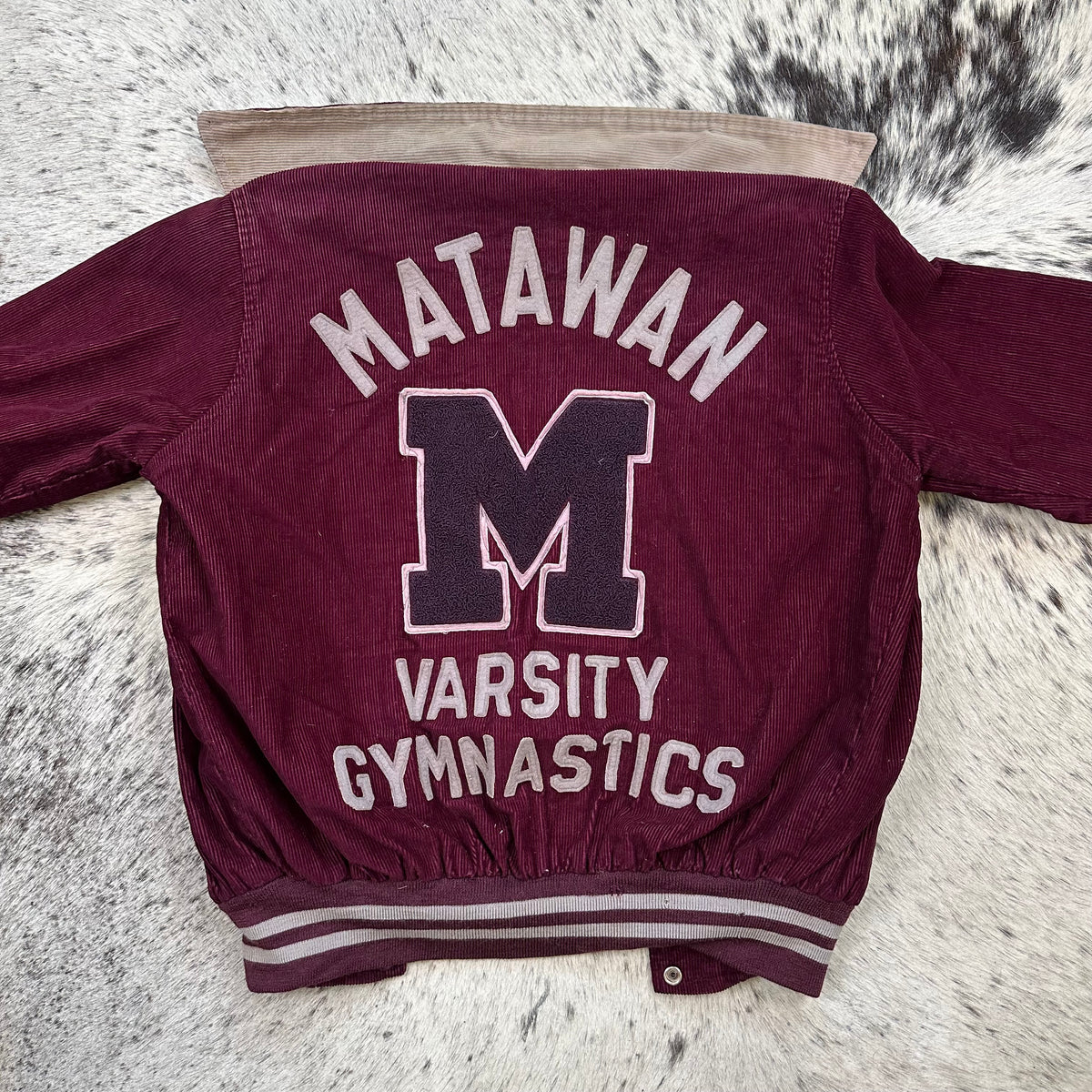 60s burgundy corduroy letterman varsity jacket women’s medium men’s small