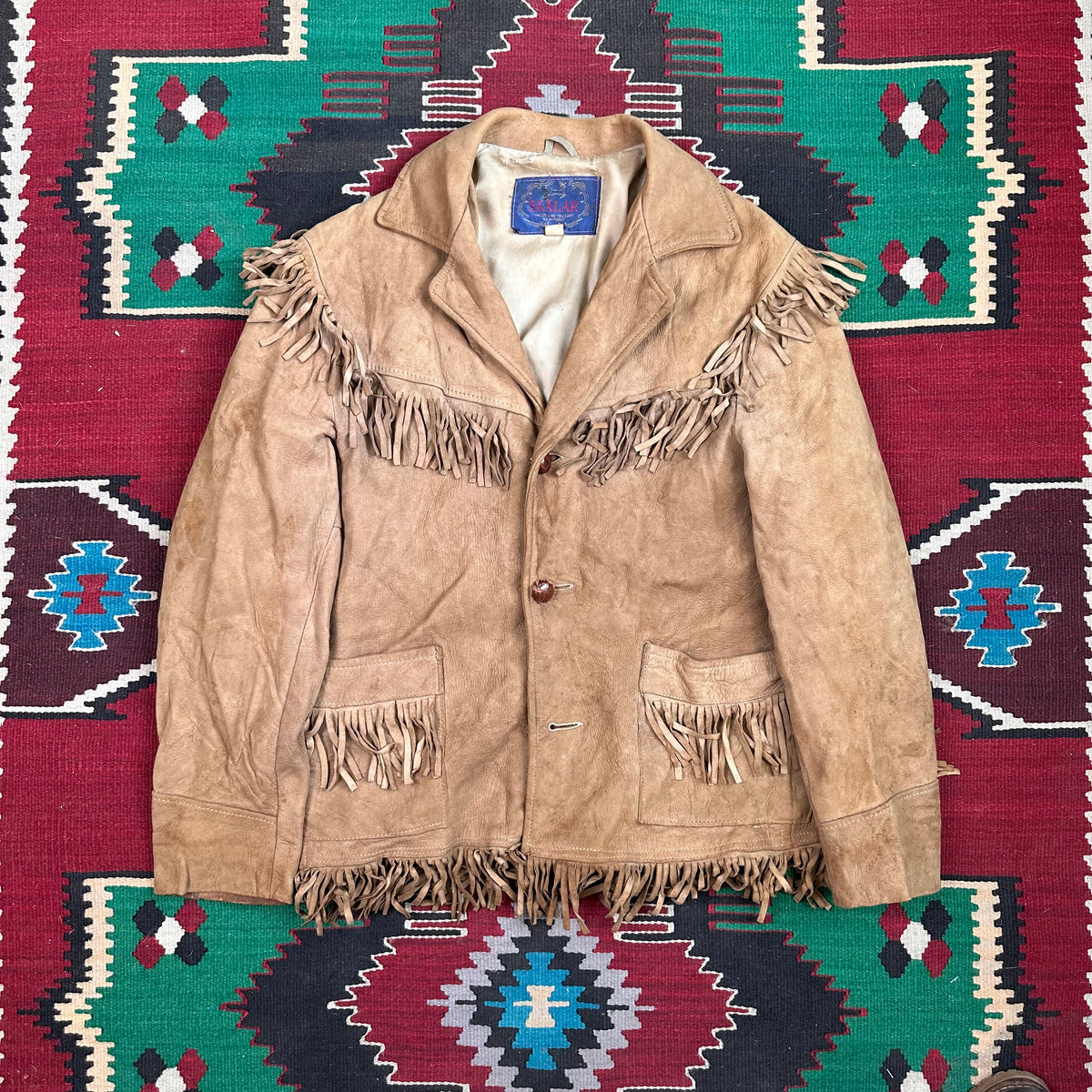 Vintage 60s/70s buckskin deer suede fringe jacket tagged 40 fits medium by Skälar
