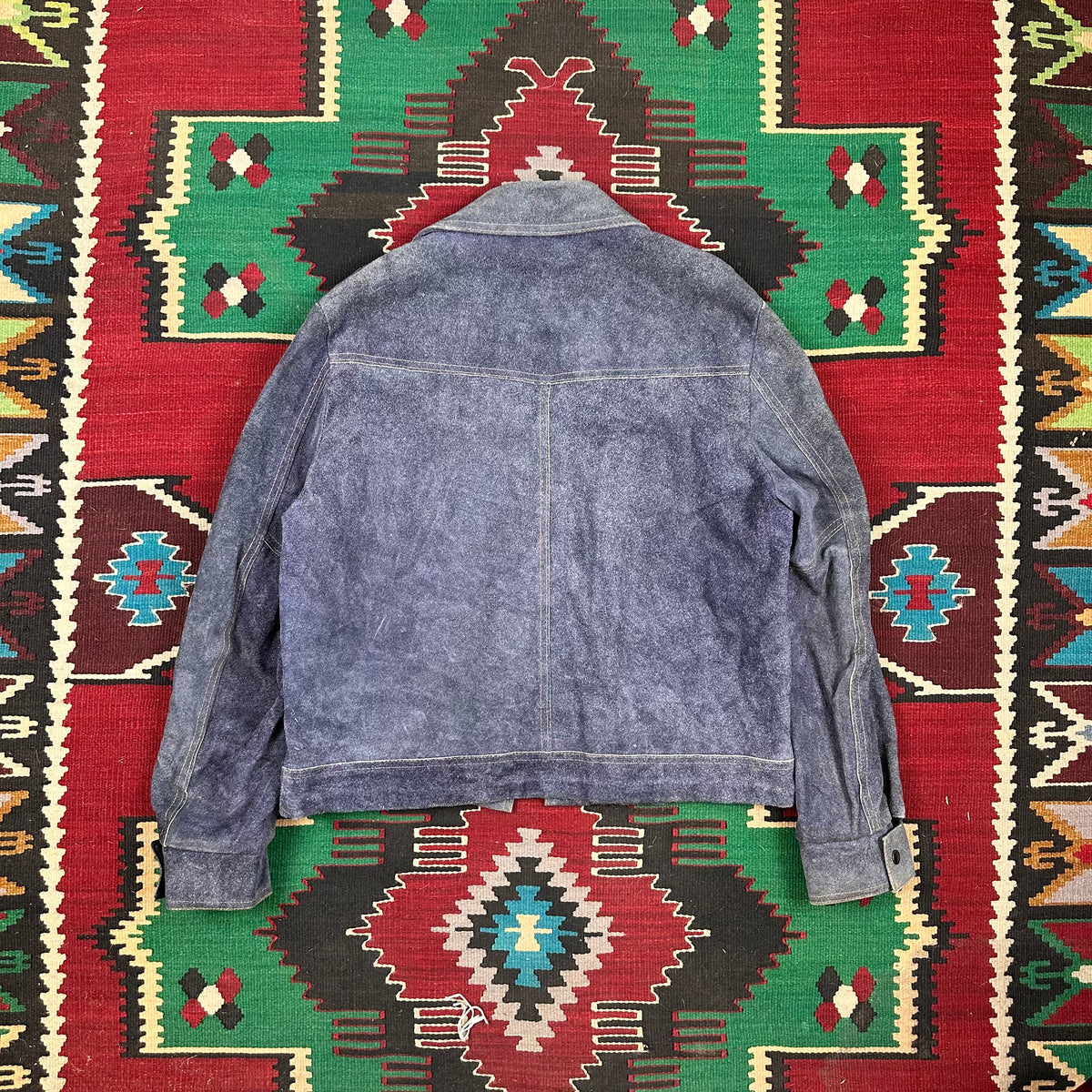 70s Blue suede western trucker jacket by Sliton California tagged 46 fits XL