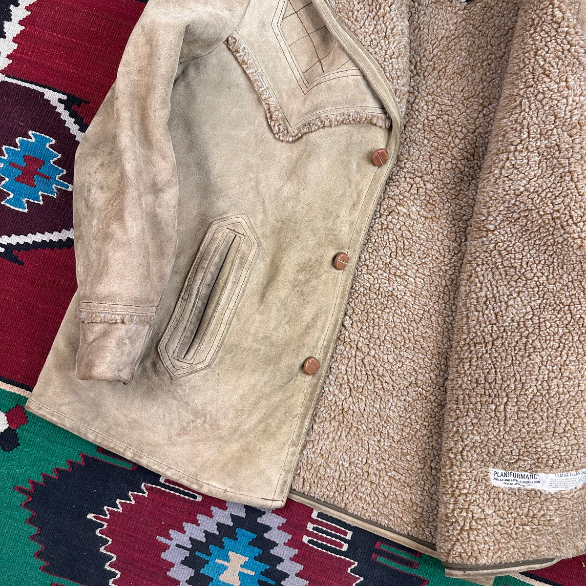 70s Lee brown suede pile lined Sherpa western style coat tagged 52 fits large