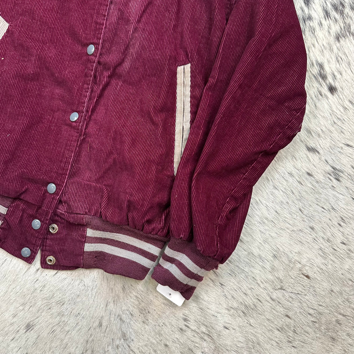 60s burgundy corduroy letterman varsity jacket women’s medium men’s small