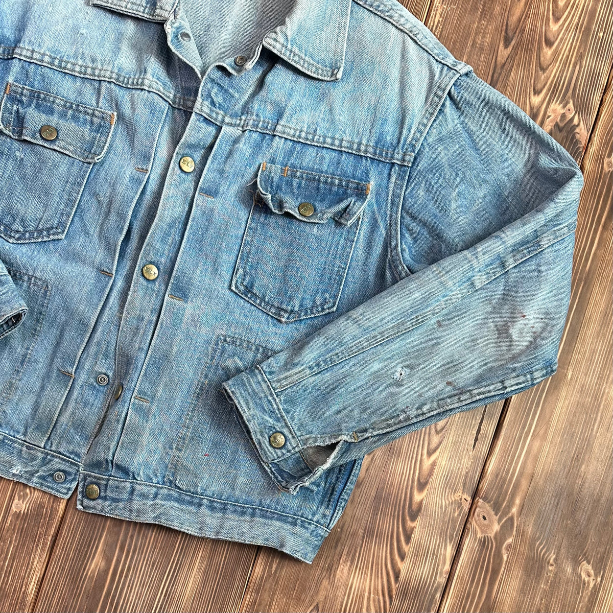 ELY type 2 style pleated front selvedge denim jacket medium approx 40/42