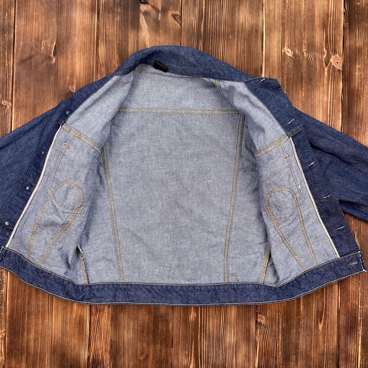 Early 70s Sears Roebucks selvedge dark denim trucker style denim jacket medium approx (40/42)