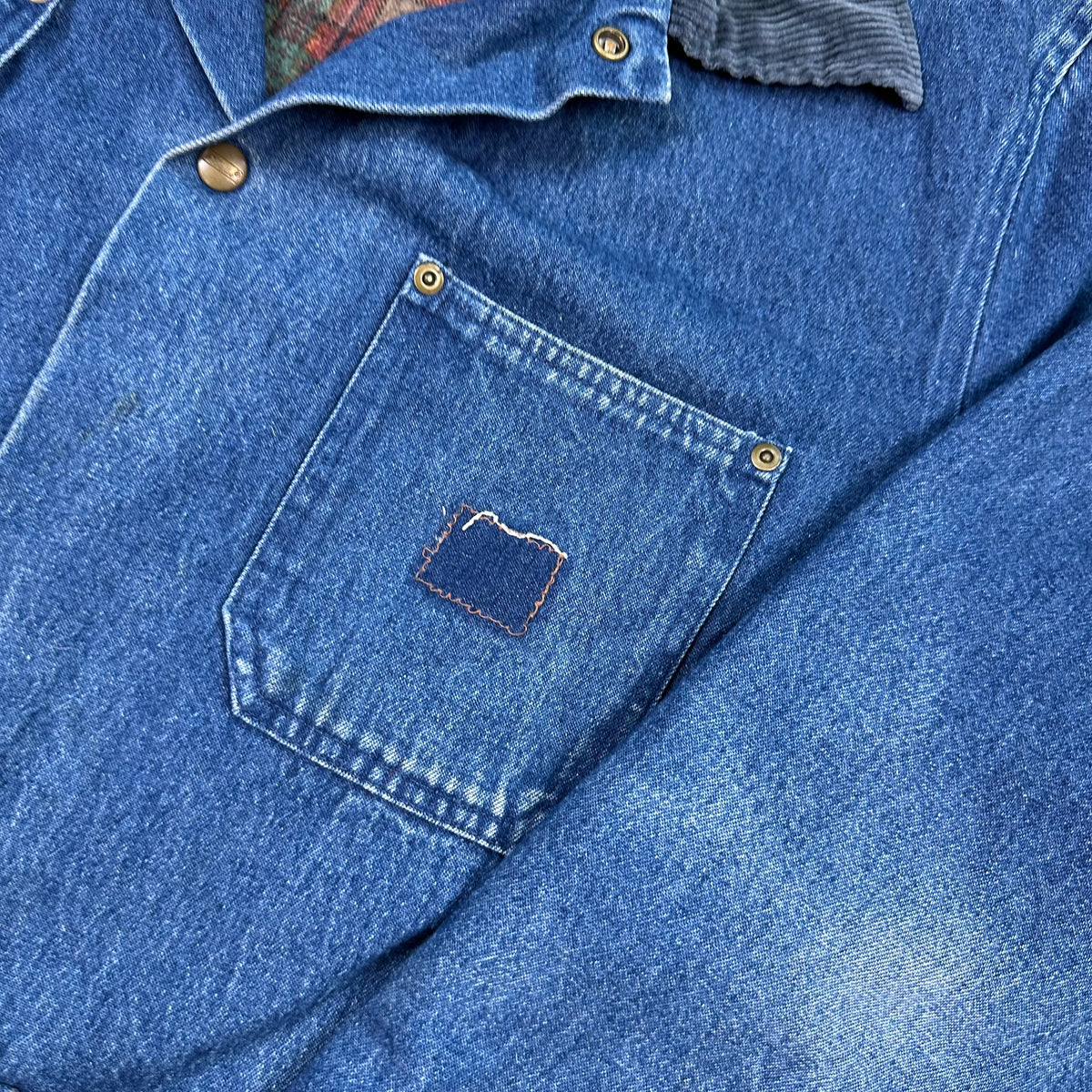 70s Walls blanket lined denim chore coat with brown corduroy collar large (42-44) made USA