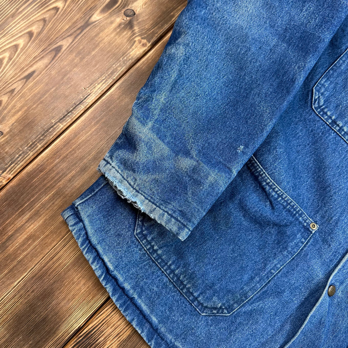 70s Walls blanket lined denim chore coat with brown corduroy collar large (42-44) made USA