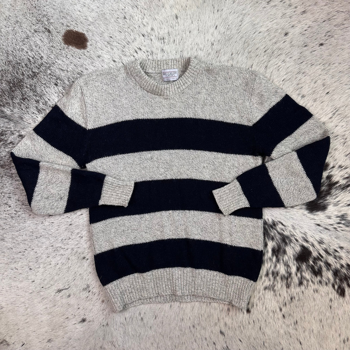 Westchester classics wool striped grey blue sweater L