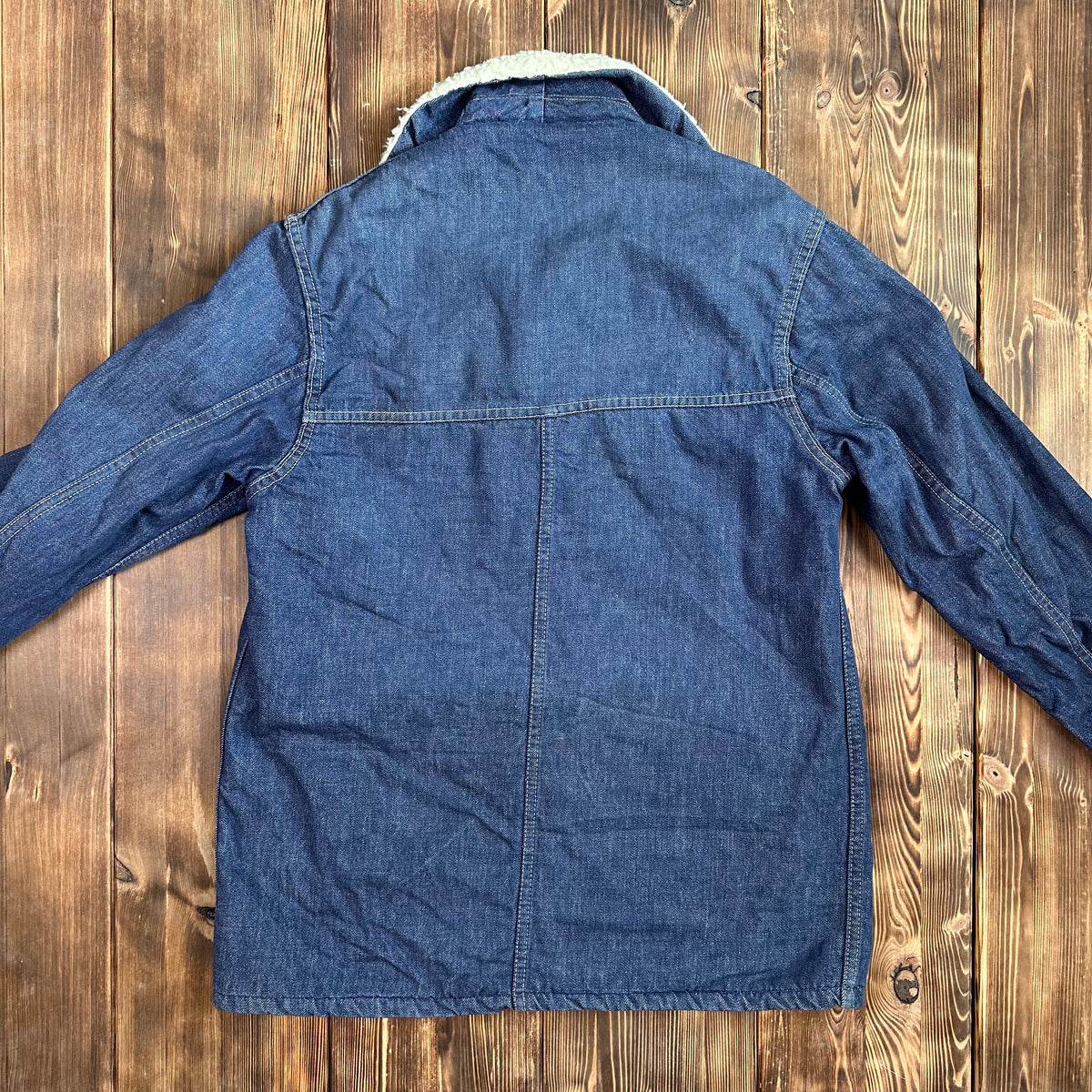 70s Roebucks sherpa pile lined denim coat dark wash size 40R