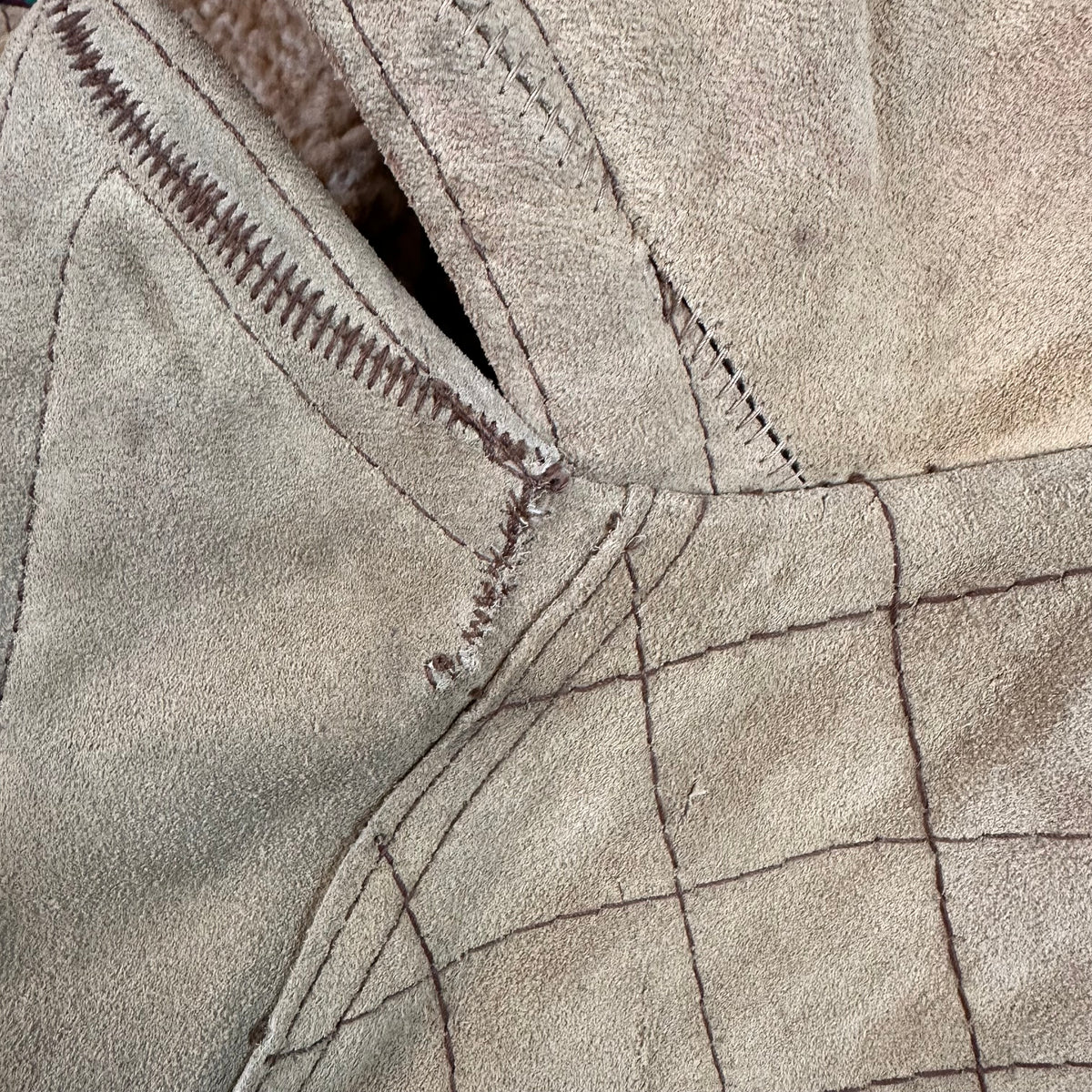 70s Lee brown suede pile lined Sherpa western style coat tagged 52 fits large