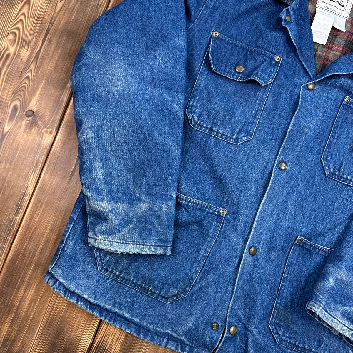 70s Walls blanket lined denim chore coat with brown corduroy collar large (42-44) made USA
