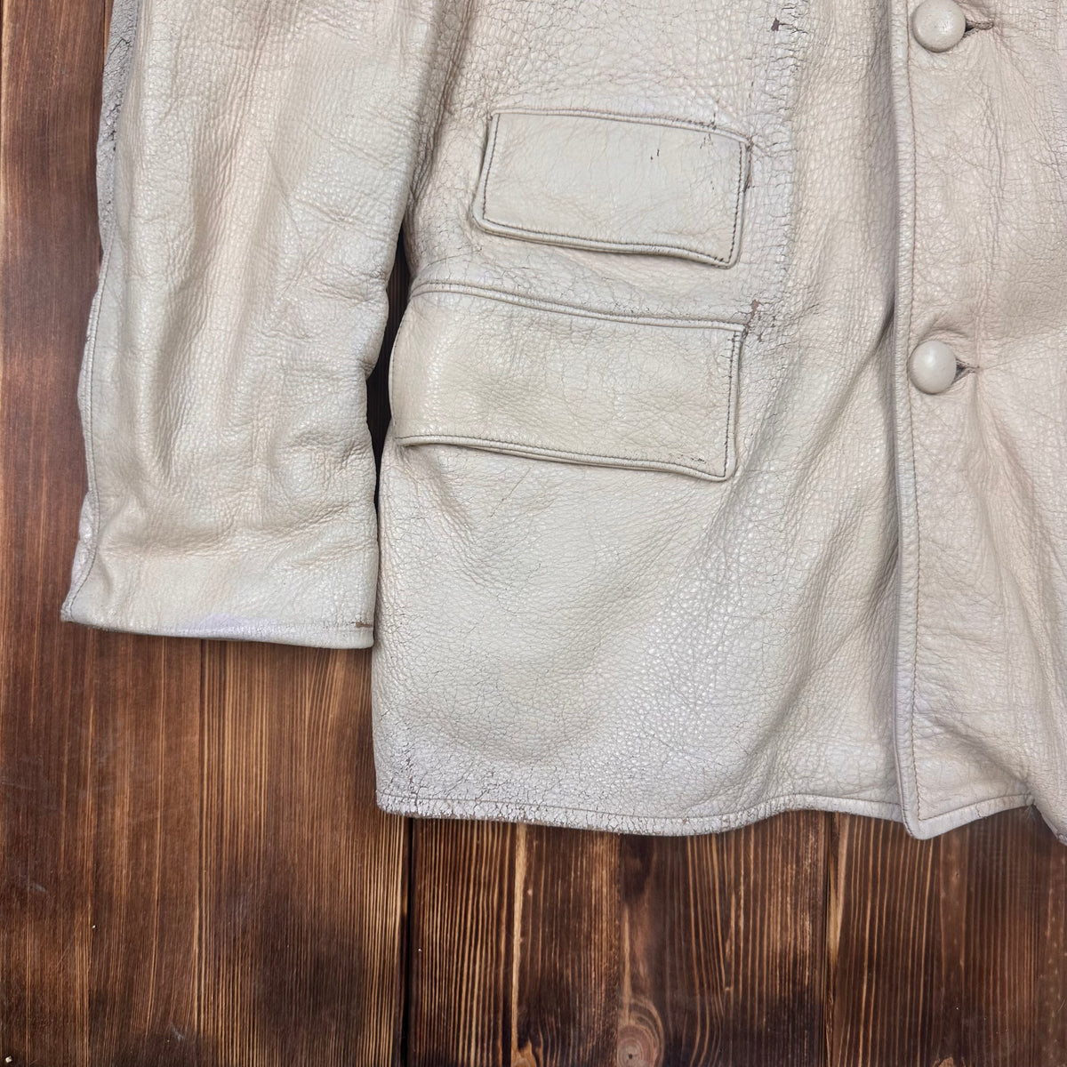 60s white deerskin leather western short coat jacket by Mid Western Sport Togs size 40 fits Medium Long