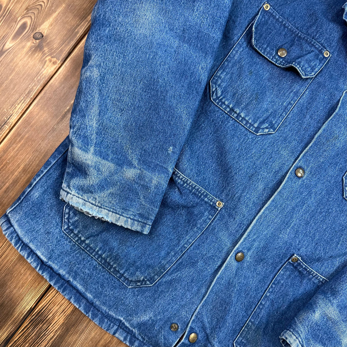 70s Walls blanket lined denim chore coat with brown corduroy collar large (42-44) made USA