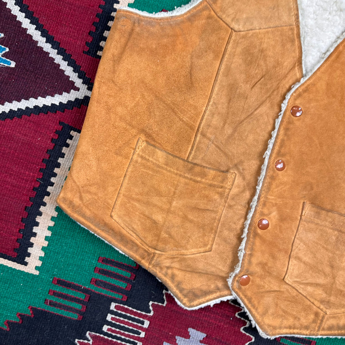 70s brown suede pile lined Sherpa vest 40R medium by David James