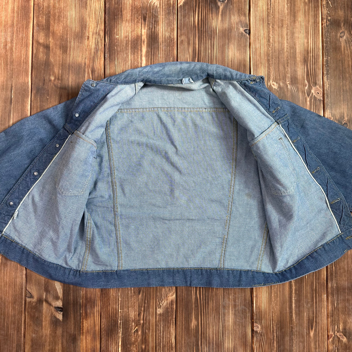 60s Roebucks white tag selvedge denim jean trucker jacket faded medium probably 42