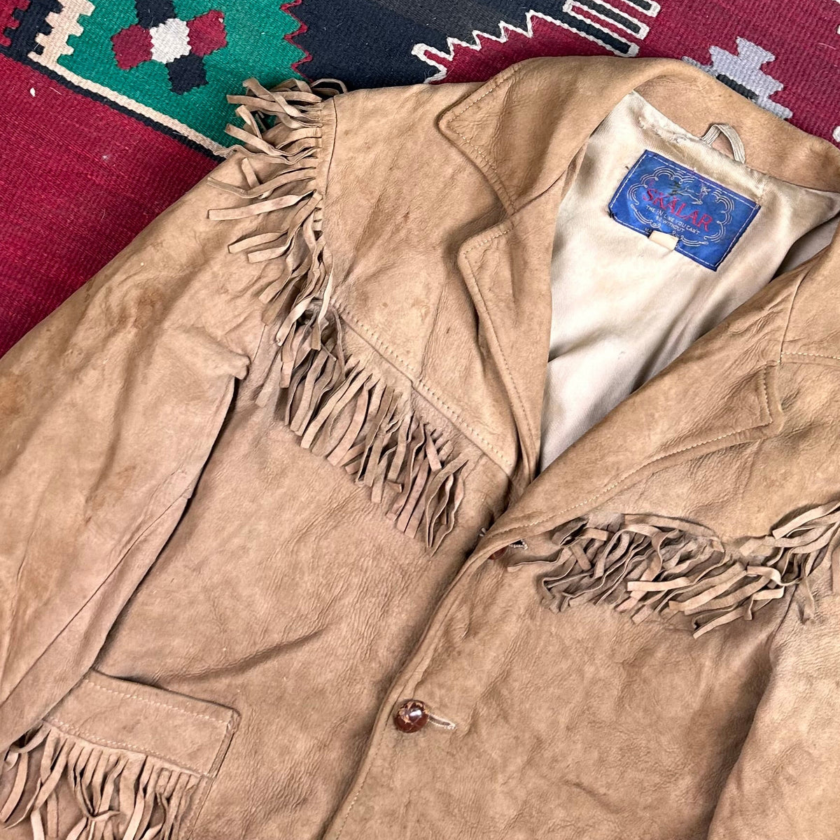 Vintage 60s/70s buckskin deer suede fringe jacket tagged 40 fits medium by Skälar