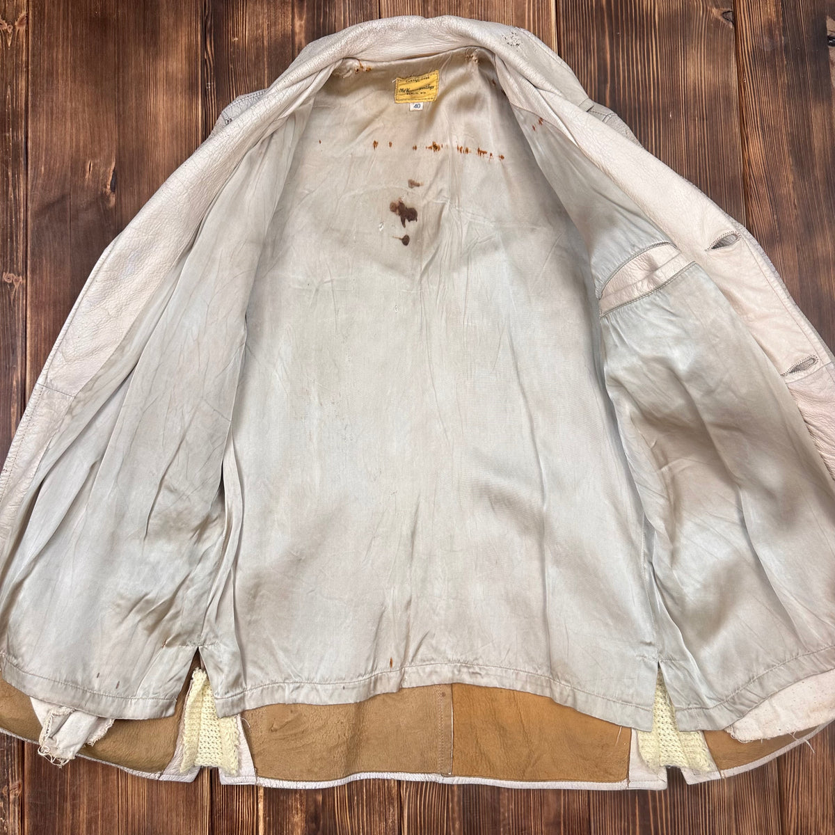 60s white deerskin leather western short coat jacket by Mid Western Sport Togs size 40 fits Medium Long
