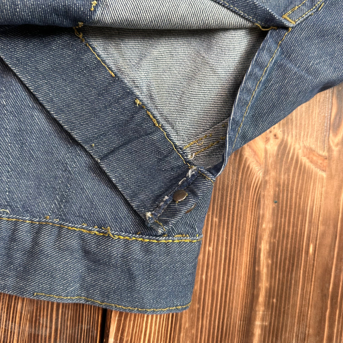 60s Roebucks white tag selvedge denim jean trucker jacket faded medium probably 42