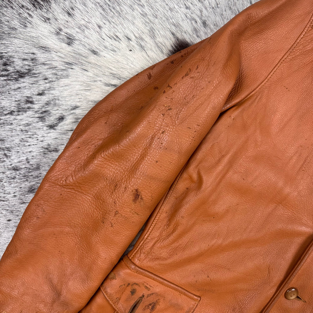 60/70s brown deerskin martingale back buckle short coat jacket medium