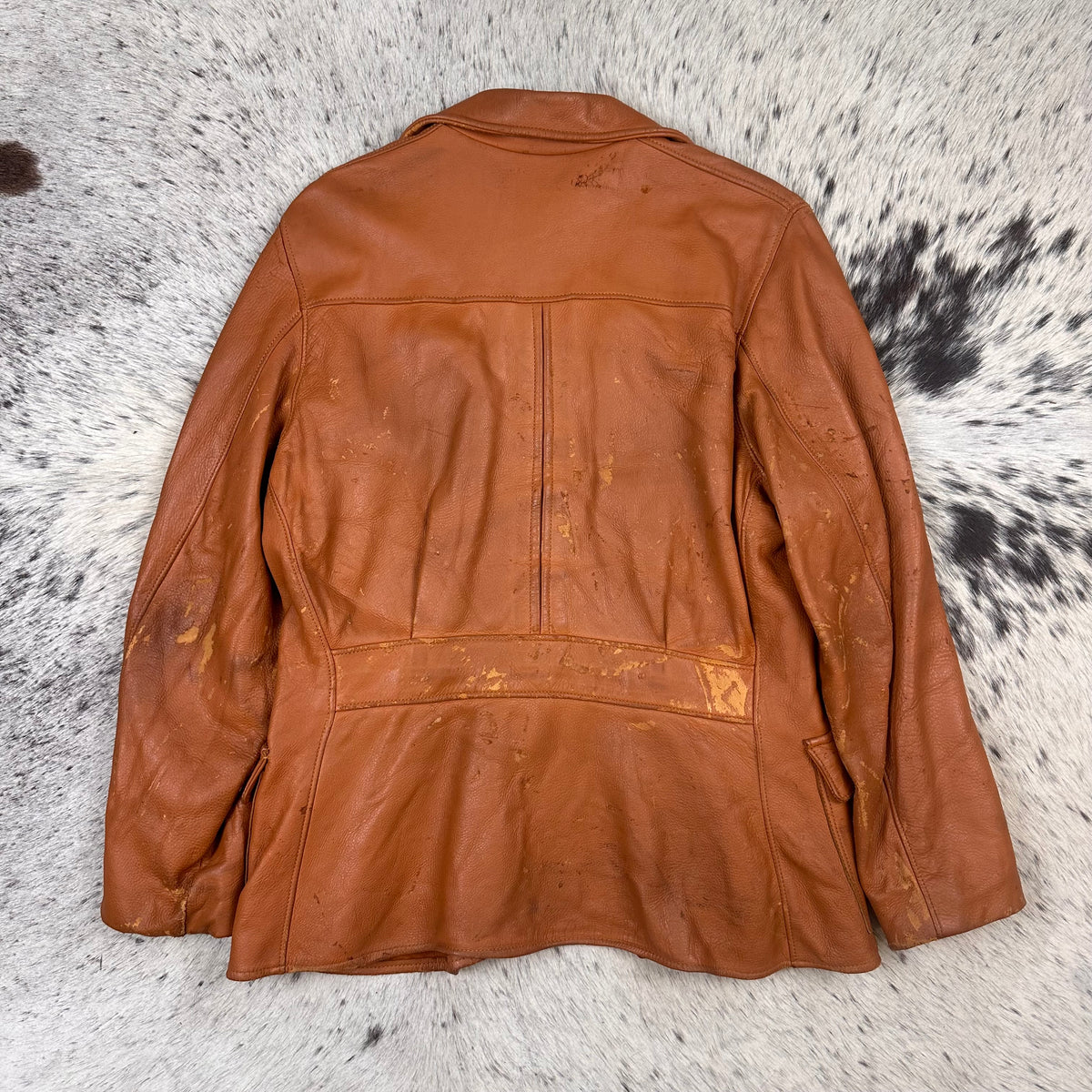 60/70s brown deerskin martingale back buckle short coat jacket medium