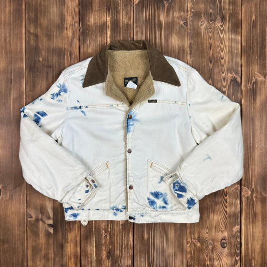 70s bleached wrangler pile lined corduroy collar denim jacket size 40 medium