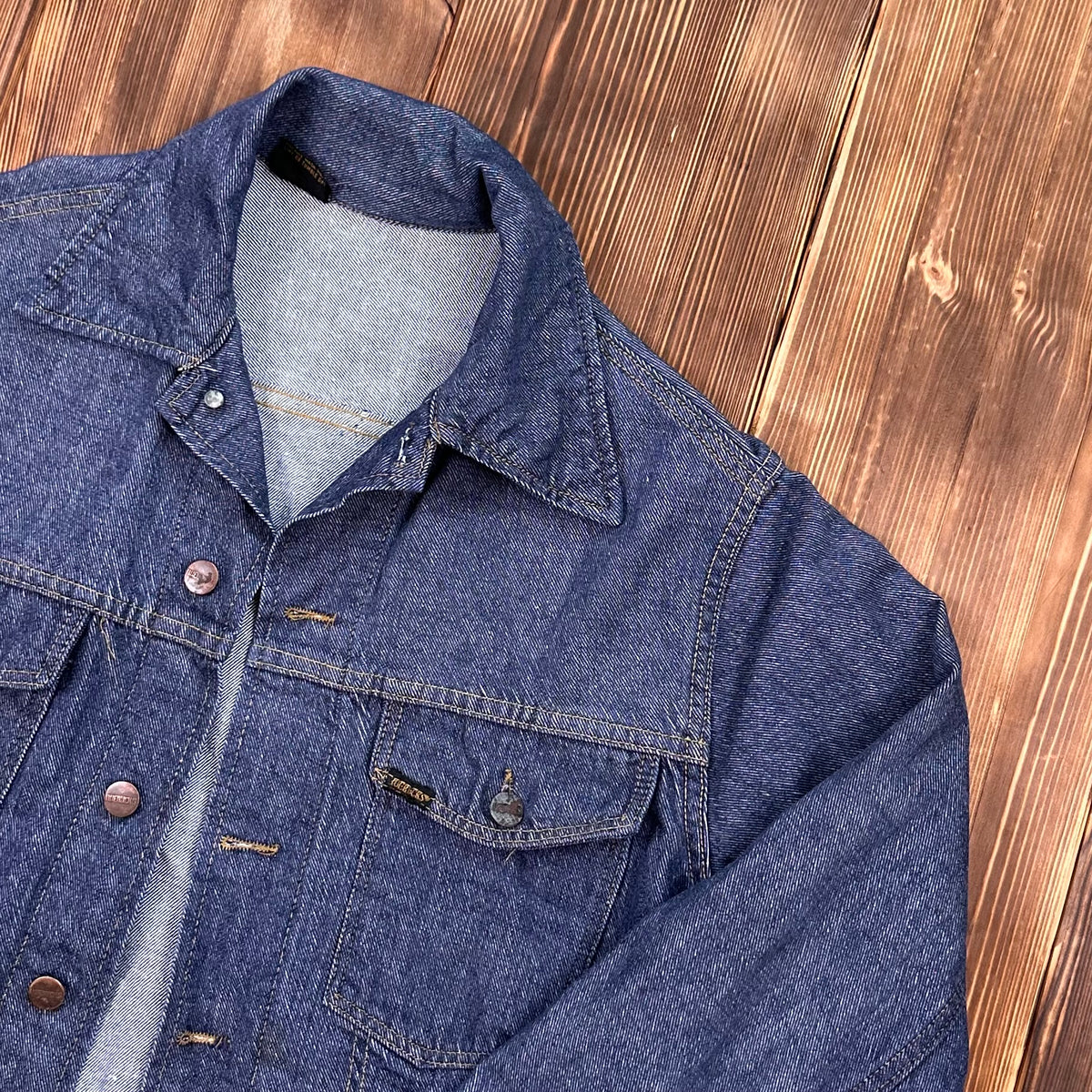 Early 70s Sears Roebucks selvedge dark denim trucker style denim jacket medium approx (40/42)