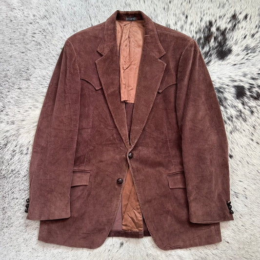 Western style brown corduroy sport coat with point yokes approx 42R by The Corral