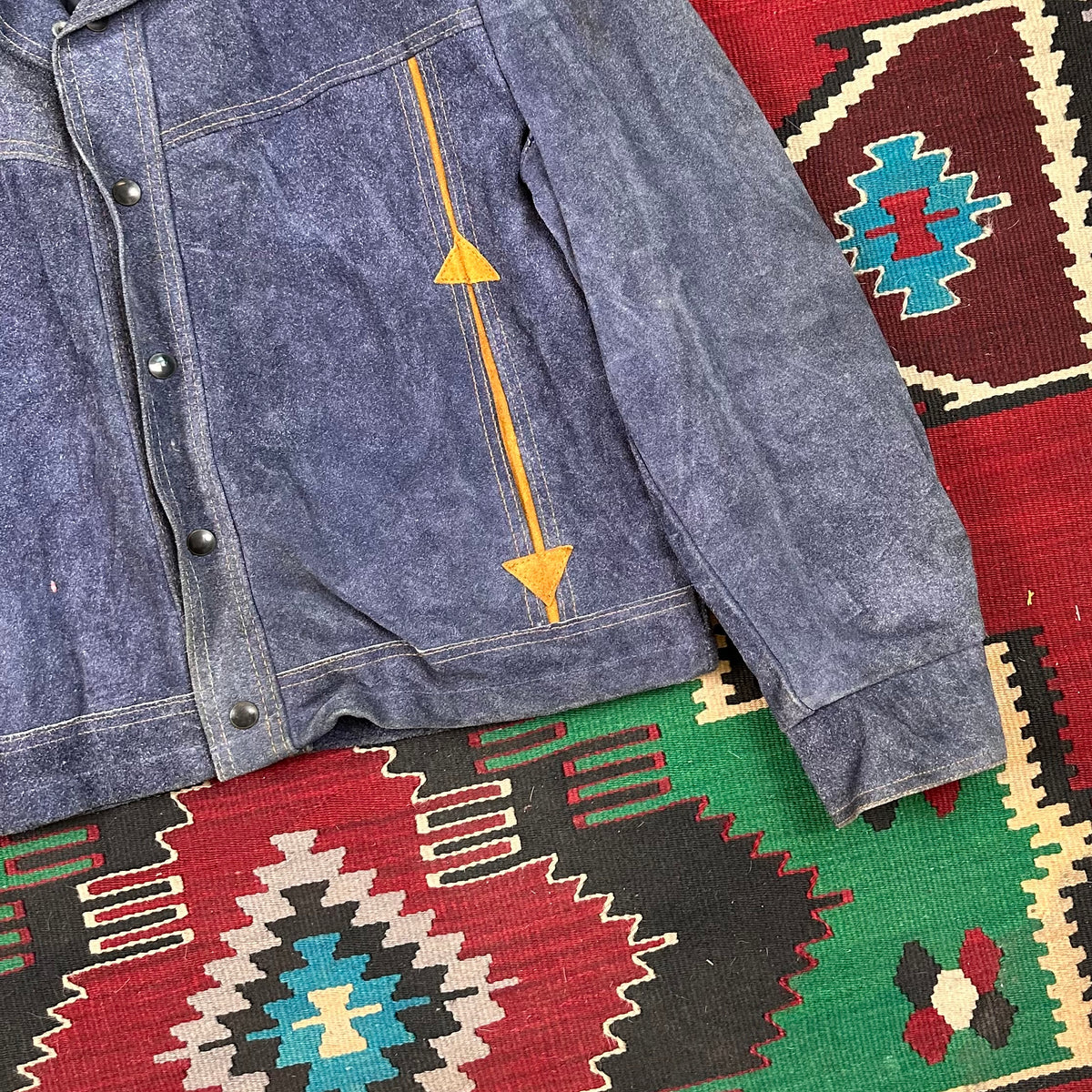 70s Blue suede western trucker jacket by Sliton California tagged 46 fits XL