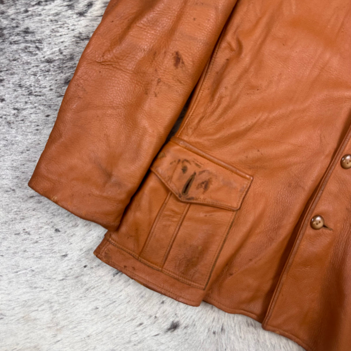60/70s brown deerskin martingale back buckle short coat jacket medium