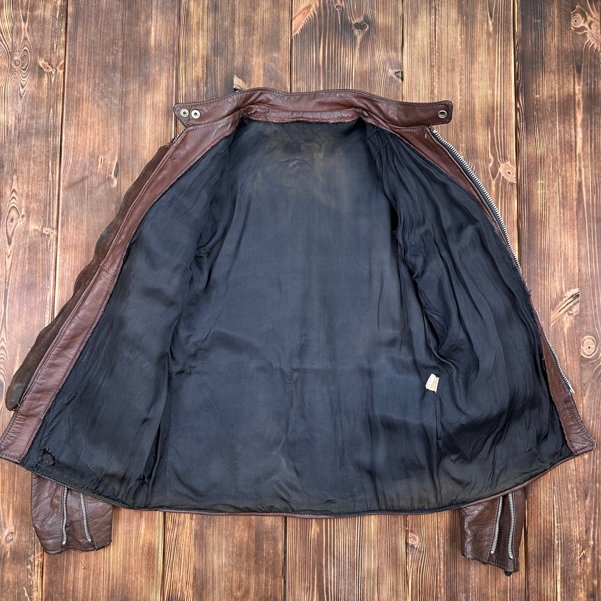 70s Cafe Racer brown leather jacket 40/42 long / large