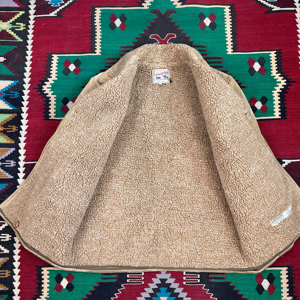 70s Lee brown suede pile lined Sherpa western style coat tagged 52 fits large