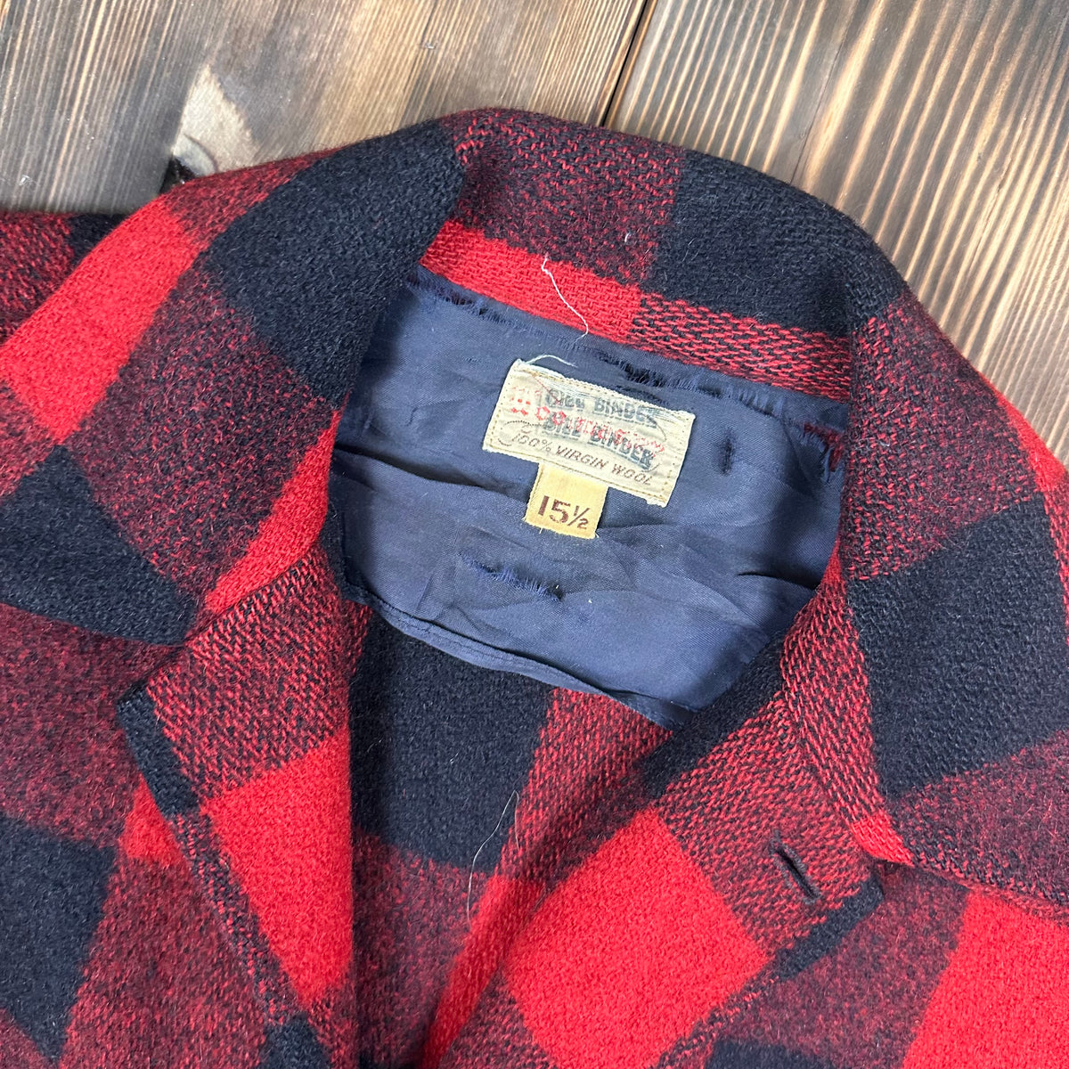 Vintage Buffalo Plaid red black shirt jacket tagged 15.5 fits large long