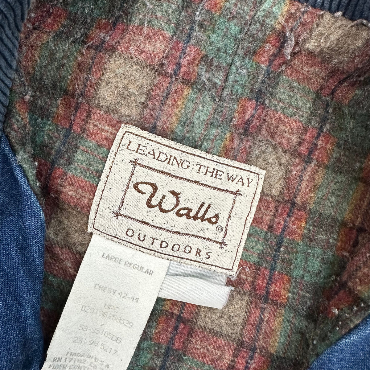 70s Walls blanket lined denim chore coat with brown corduroy collar large (42-44) made USA