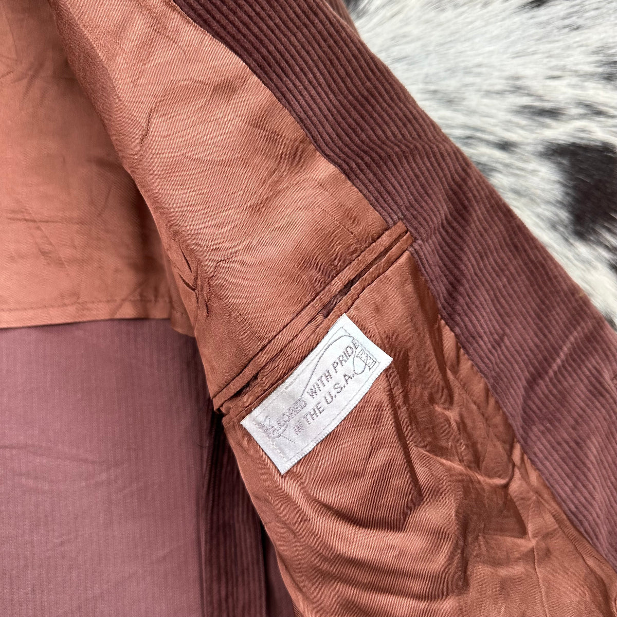Western style brown corduroy sport coat with point yokes approx 42R by The Corral