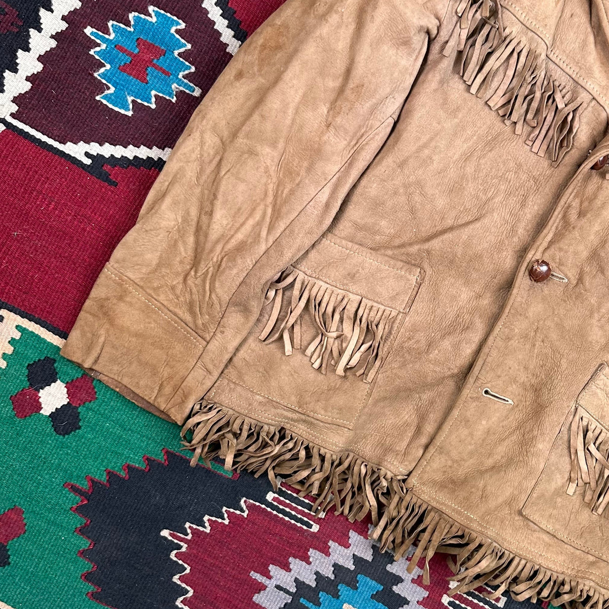Vintage 60s/70s buckskin deer suede fringe jacket tagged 40 fits medium by Skälar