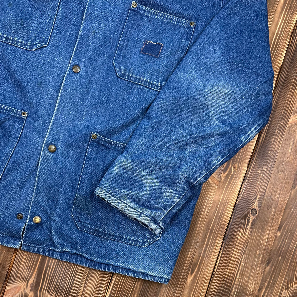 70s Walls blanket lined denim chore coat with brown corduroy collar large (42-44) made USA